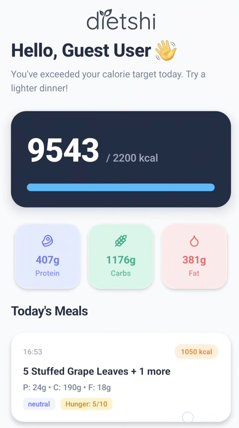 Dietshi App Screenshot